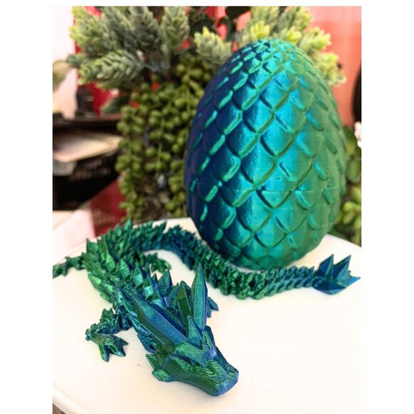 3D Printed Dragon Eggs with Dragon Inside, Articulated Crystal Dragon 12 Inches - Picture 5 of 10